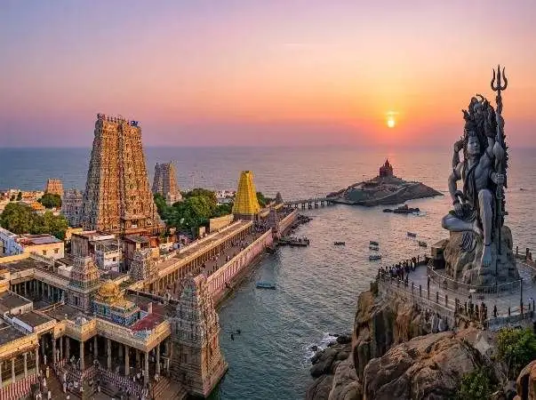 Madurai Rameswaram Kanyakumari Trivandrum Tour Package - Ramanathaswamy Temple Rameswaram aerial view
